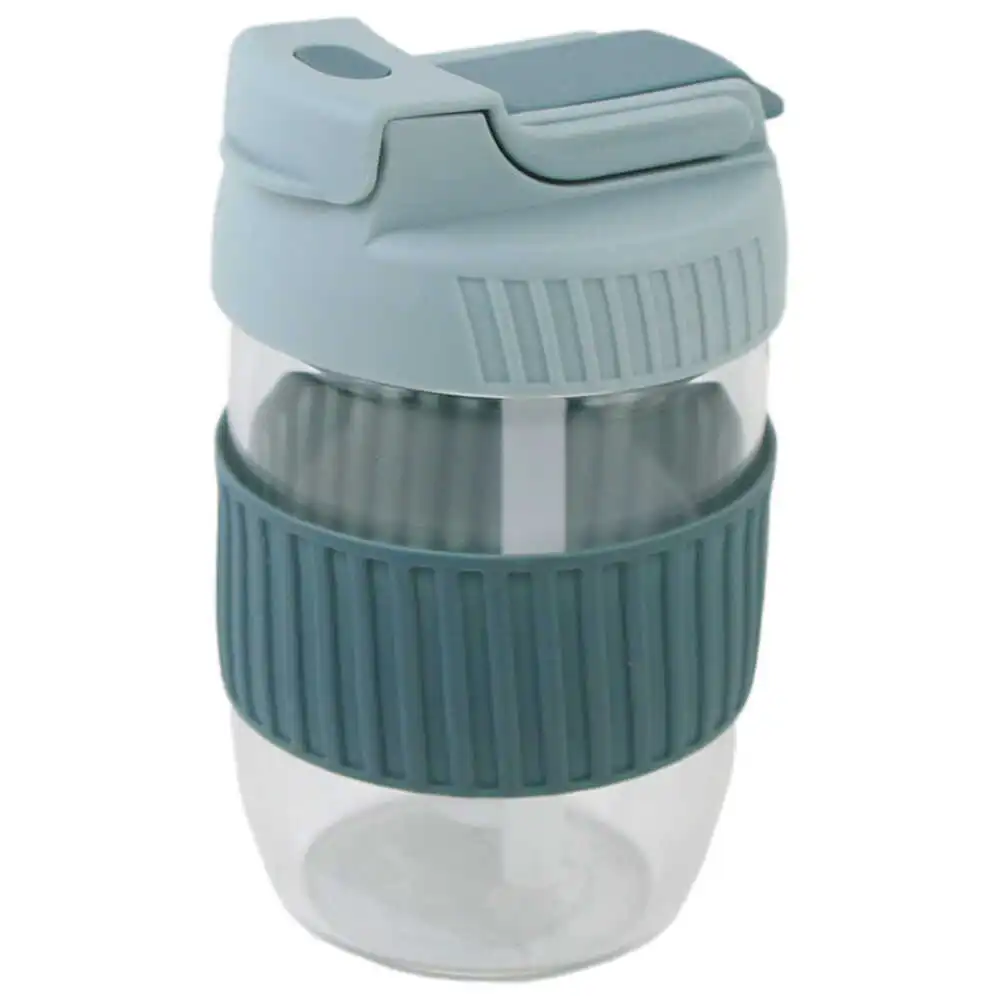 Cana din sticla cu paie si capac 350 ml Cana din sticla cu paie si capac 350 ml