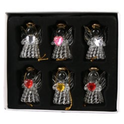 Set 6 ornamente de brad din sticla Ingeras 6 CM