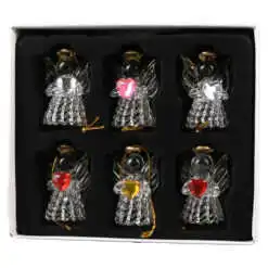 Set 6 ornamente de brad din sticla Ingeras 6 CM