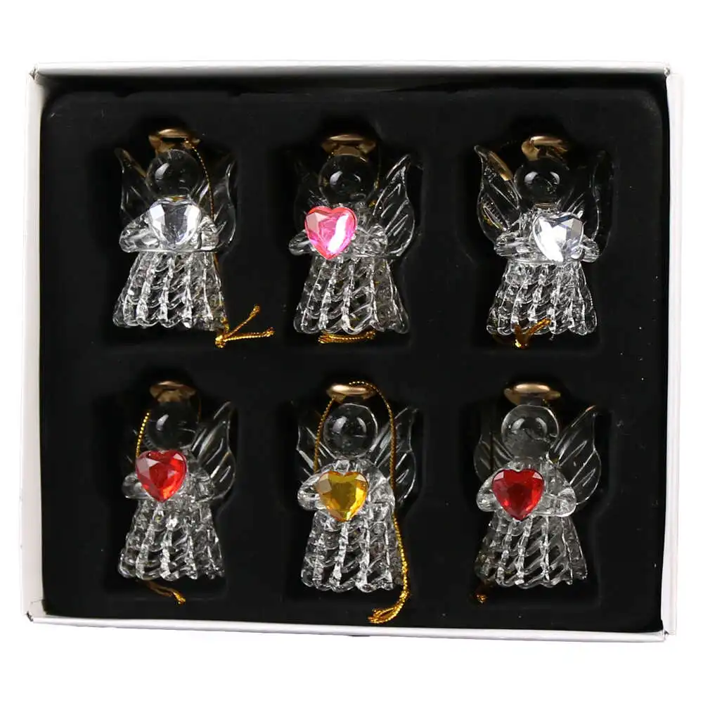 Set 6 ornamente de brad din sticla Ingeras 6 CM Set 6 ornamente de brad din sticla Ingeras 6 CM