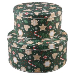 Set 2 Cutii metalice pentru fursecuri de Craciun