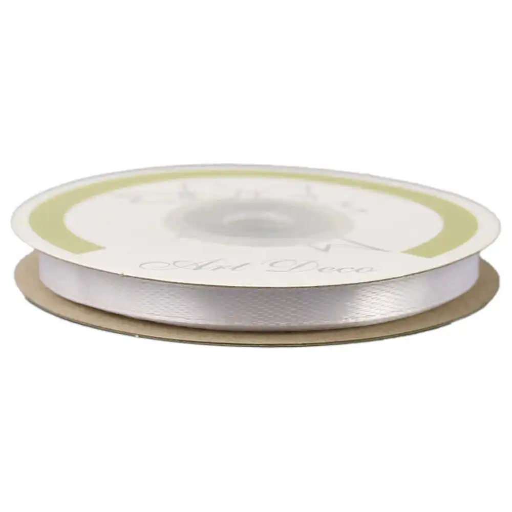 Rola panglica satin Alb 6 mm x 25 m