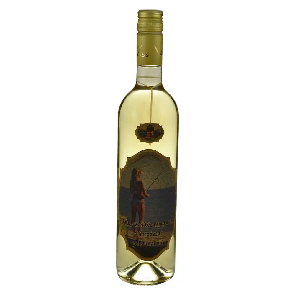 Vin alb 0.75l cu eticheta personalizata din pluta - Design "...horgasznak..." Vin alb 0.75l cu eticheta personalizata din pluta - Design "...horgasznak..."