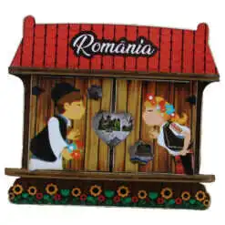 Magnet frigider din lemn "I love Bucharest" 9/13.5x10 CM