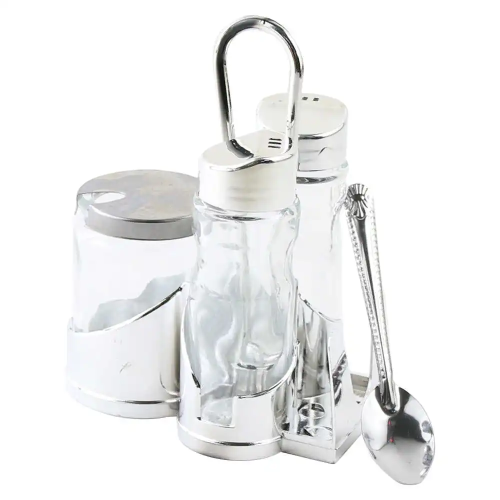 Set solnita si pipernita cu lingurita si suport servetel Set solnita si pipernita cu lingurita si suport servetel