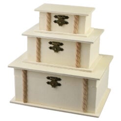 Set 3 Cutii din lemn natural