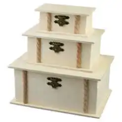 Set 3 Cutii din lemn natural