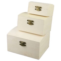 Set 3 Cutii din lemn natural