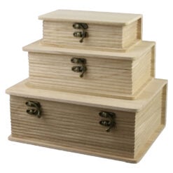 Set 3 Cutii din lemn natural