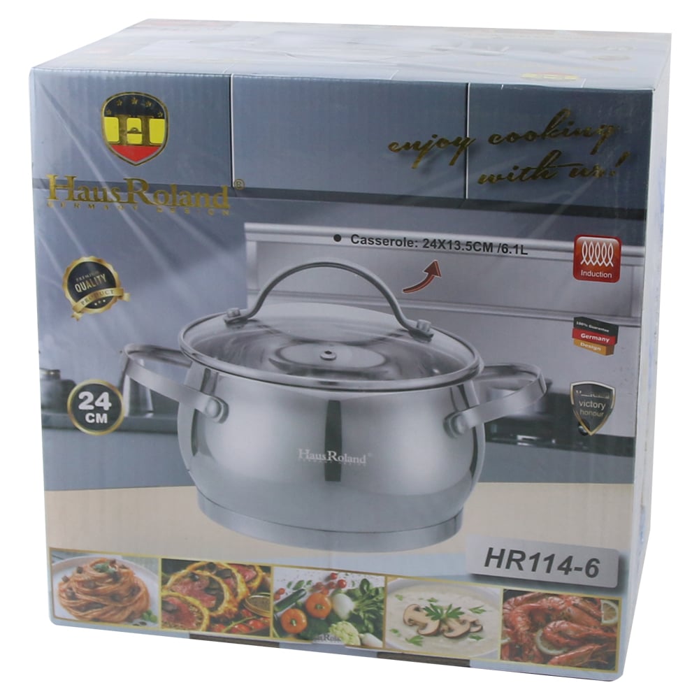 Oala cu capac din inox 24 CM Oala cu capac din inox 24 CM