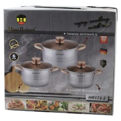 Set 3 oale cu capac din inox 18/20/22 CM