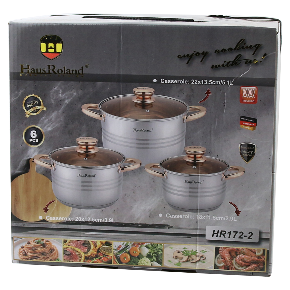 Set 3 oale cu capac din inox 18/20/22 CM Set 3 oale cu capac din inox 18/20/22 CM