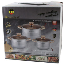 Set 3 oale cu capac din inox 20/22/24 CM