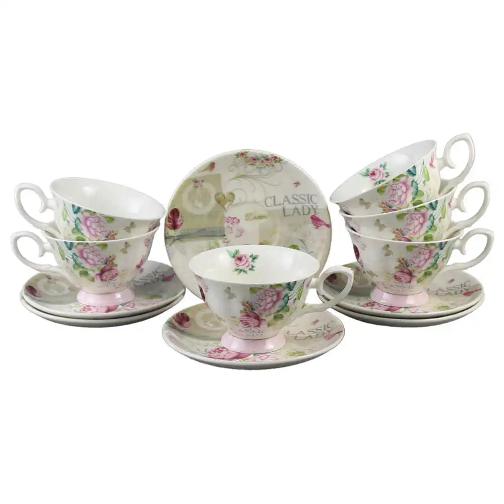 Set 6 cesti din ceramica cu farfurii