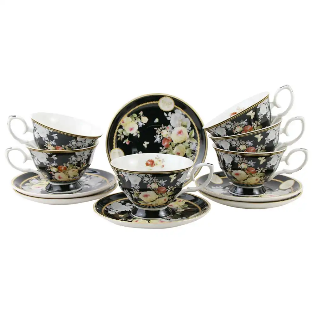 Set 6 cesti din ceramica cu farfurii Set 6 cesti din ceramica cu farfurii