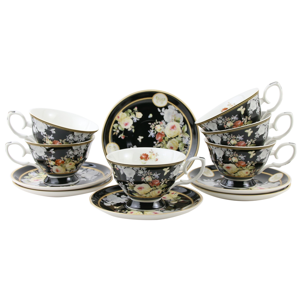 Set 6 cesti din ceramica cu farfurii Set 6 cesti din ceramica cu farfurii