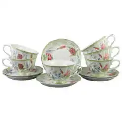 Set 6 cesti din ceramica cu farfurii