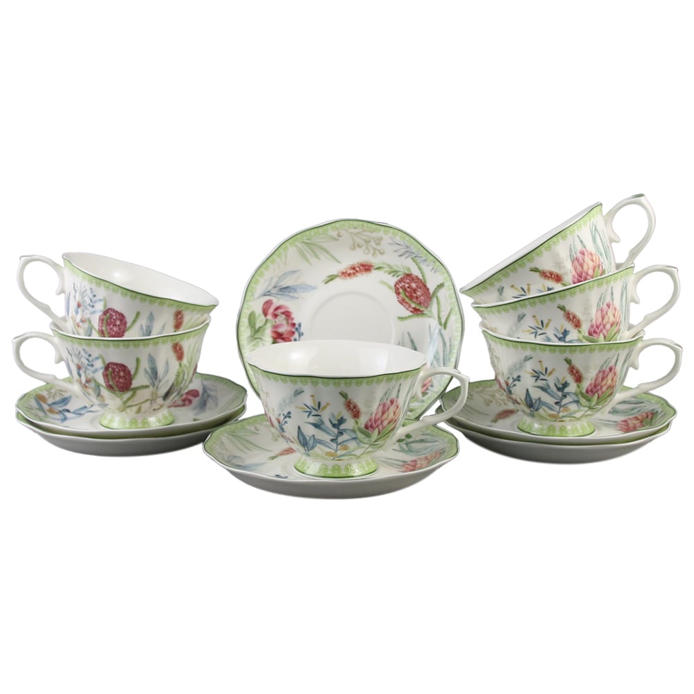 Set 6 cesti din ceramica cu farfurii Set 6 cesti din ceramica cu farfurii