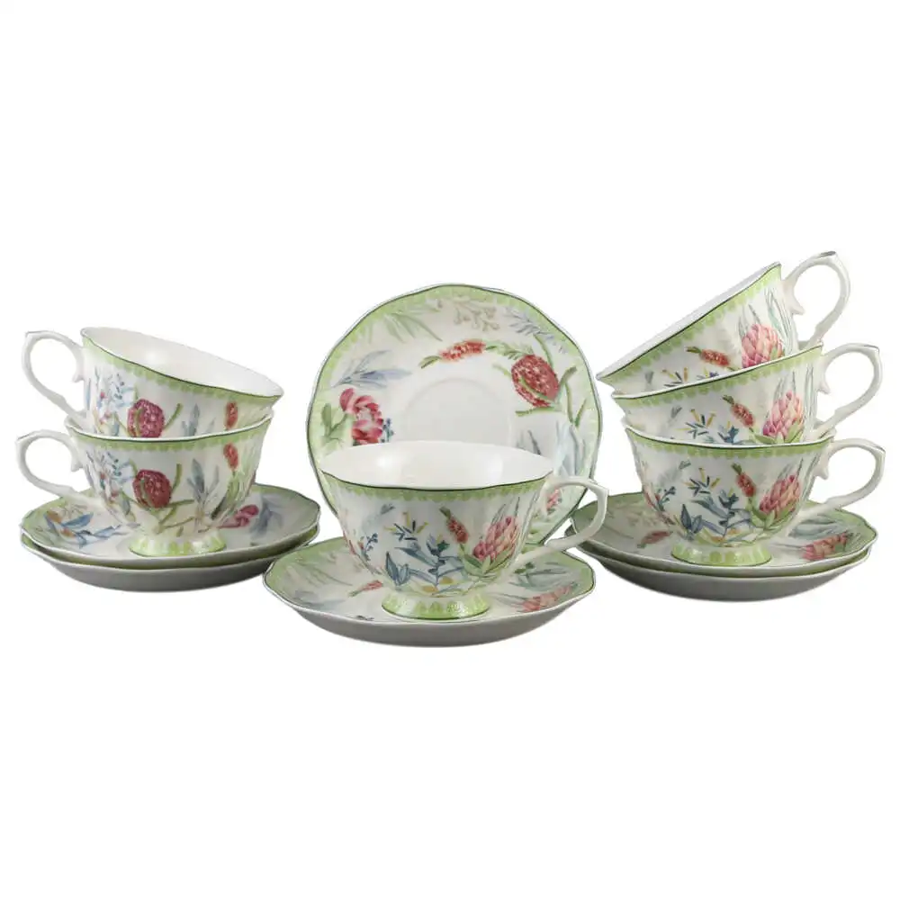 Set 6 cesti din ceramica cu farfurii Set 6 cesti din ceramica cu farfurii