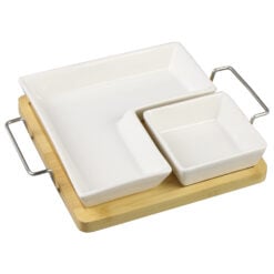 Set 2 platouri cu tava din bambus 36x17.5 CM