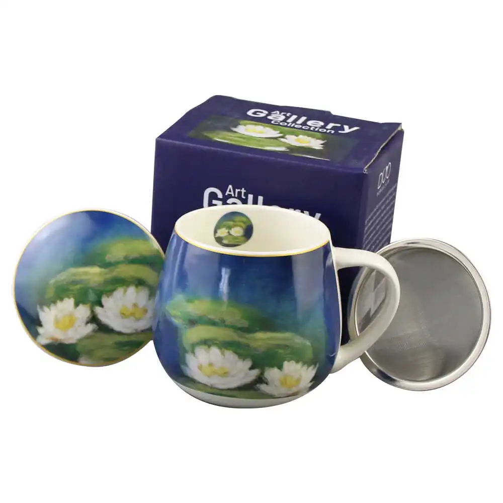Cana portelan cu infuzor metalic si capac 430 ml Cana portelan cu infuzor metalic si capac 430 ml