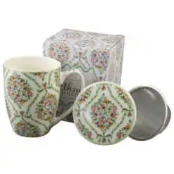 Cana portelan cu infuzor metalic si capac 360 ml