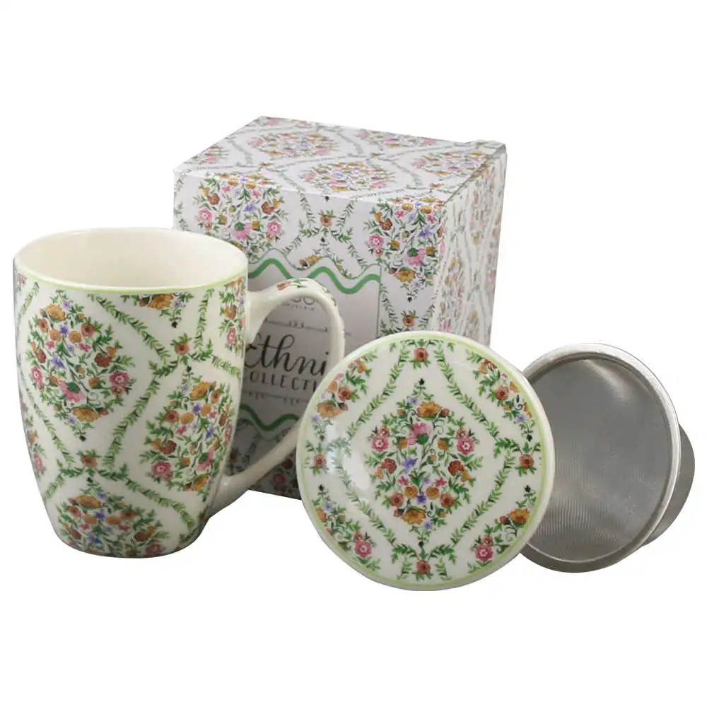 Cana portelan cu infuzor metalic si capac 360 ml Cana portelan cu infuzor metalic si capac 360 ml