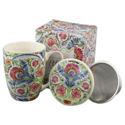 Cana portelan cu infuzor metalic si capac 360 ml