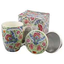 Cana portelan cu infuzor metalic si capac 360 ml
