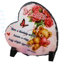 Placa ardezie inima  "Szeretlek! Nem a tavolsag szamit..." 14x14 cm