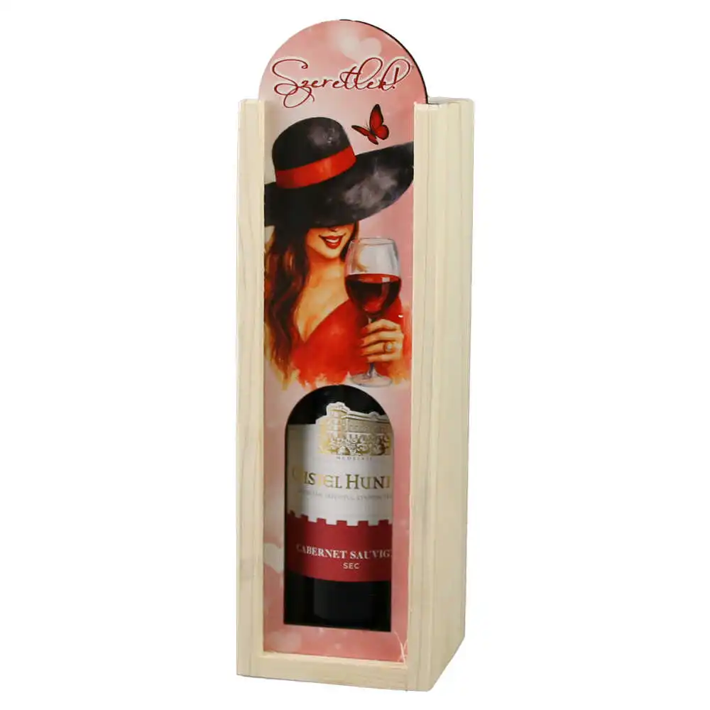 Cutie lemn cu o sticla vin 187 ml Cutie lemn cu o sticla vin 187 ml