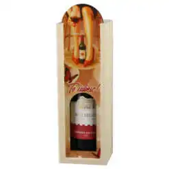 Cutie lemn cu o sticla vin 187 ml
