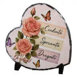 Placa ardezie inima "Credinta