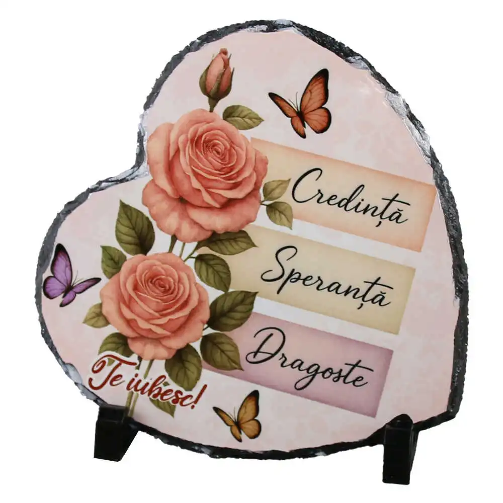 Placa ardezie inima "Credinta