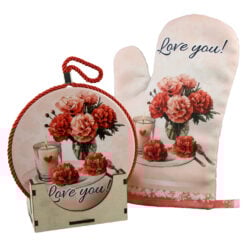 Set cadou "Love you!" cu suport ceramic decorativ