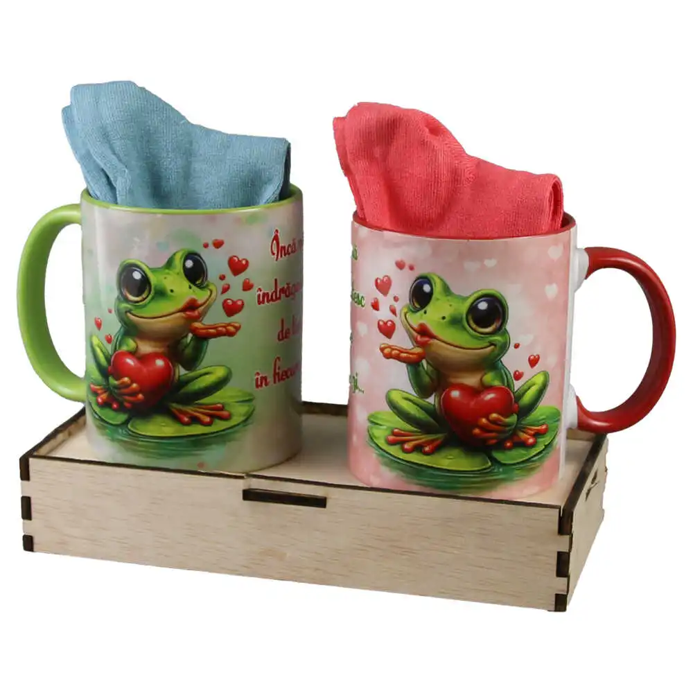 Set cadou cu 2 cani ceramice