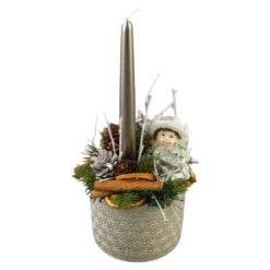 Aranjament Craciun cu ghiveci ceramic si figurina 15x29 CM
