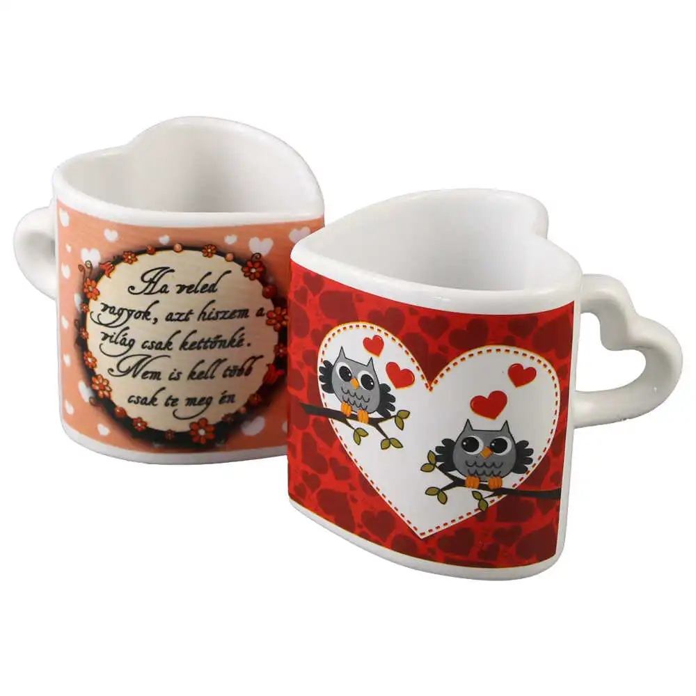 Cana din ceramica in forma de inima "Szeretlek"
