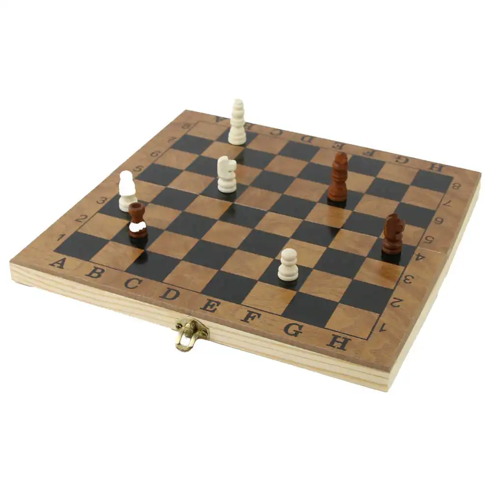 Set de jocuri din lemn 3-in-: Sah /Dame/Table Set de jocuri din lemn 3-in-: Sah /Dame/Table