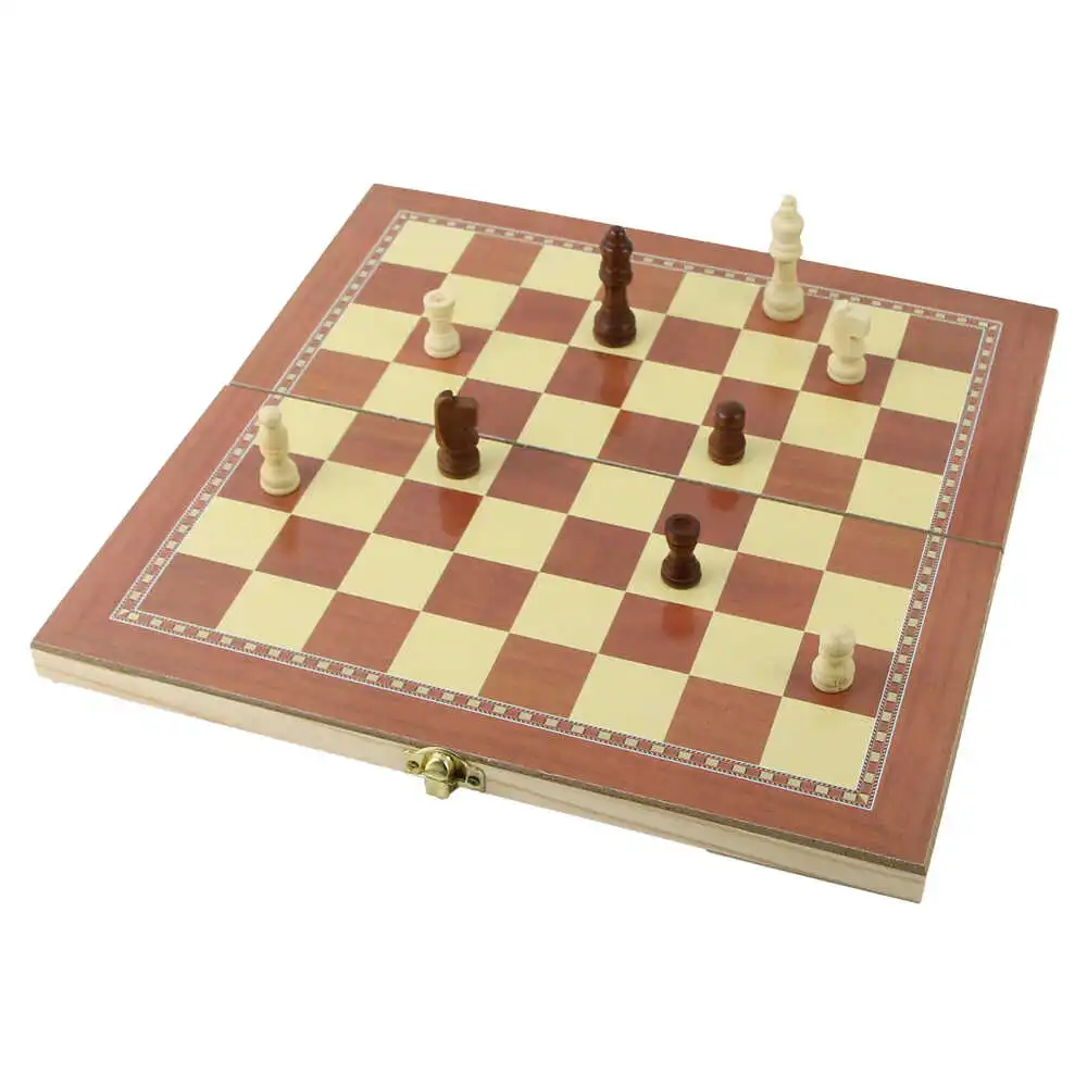 Set de jocuri din lemn 3-in-: Sah /Dame/Table Set de jocuri din lemn 3-in-: Sah /Dame/Table