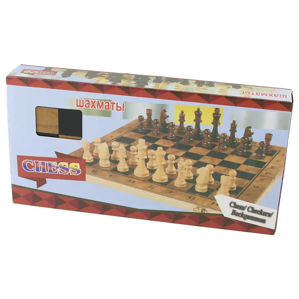 Set de jocuri din lemn 3-in-: Sah /Dame/Table