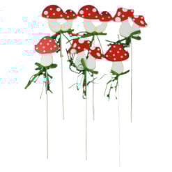 Pick ciuperca - Set 8 decoratiuni in forma de ciuperci pe bat