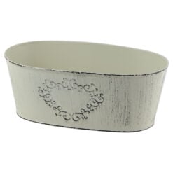 Ghiveci oval din metal Antic Crem 26x15 CM
