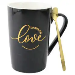 Cana ceramica cu lingurita metalica