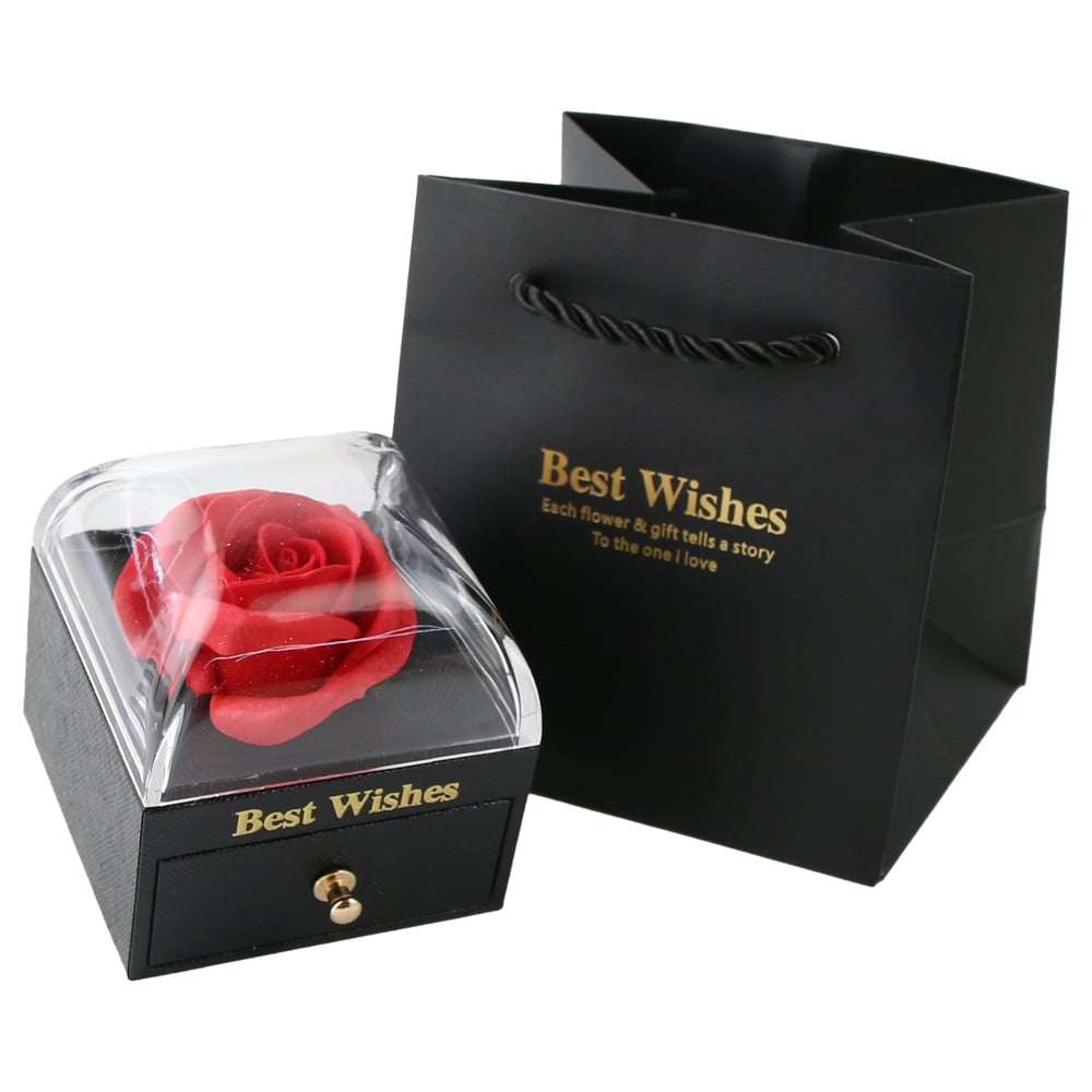 Cutie bijuterii cu trandafiri si punga cadou Cutie bijuterii cu trandafiri si punga cadou