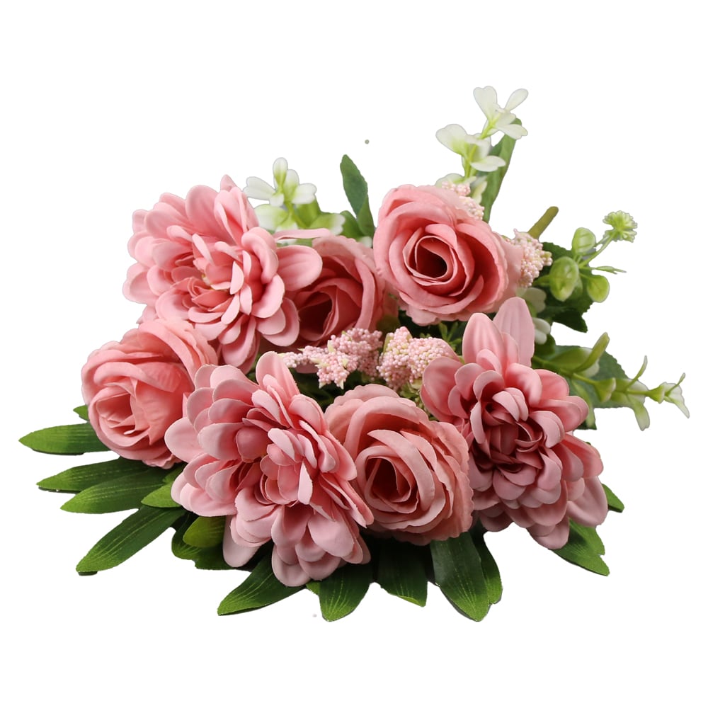 Buchet artificial cu trandafiri si frunze verzi Buchet artificial cu trandafiri si frunze verzi