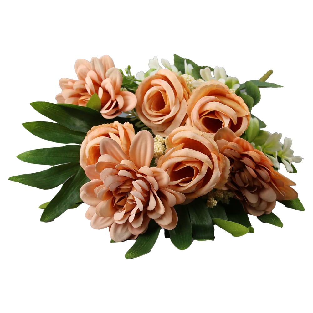 Buchet artificial cu trandafiri si frunze verzi Buchet artificial cu trandafiri si frunze verzi