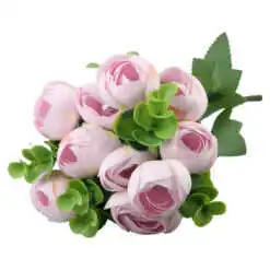 Buchet artificial cu flori si verdeata