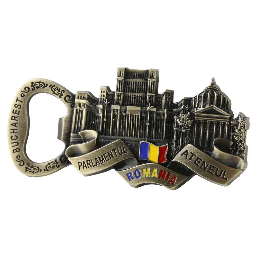 Magnet de frigider metalic cu deschizator de sticle 9 x 4.5 cm