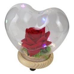 Cupola inimioara cu trandafir rosie si LED